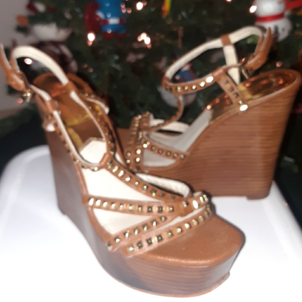 Michael Khors studded strappy wedge heels